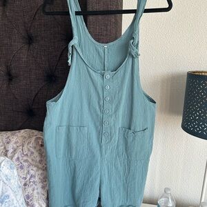 Teal Button-Front Romper